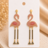Pink Flamingo Rhinestone Dangle Earrings