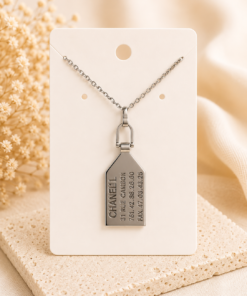 Upcycled Chanel Tag Pendant Necklace