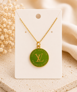 Upcycled Louis Vuitton Green Medallion Necklace